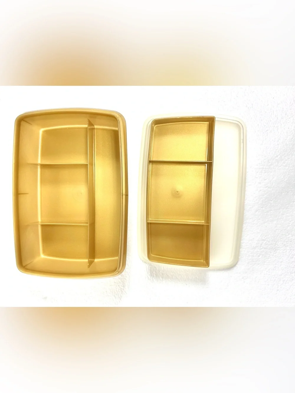 Tupperware Honey Gold Tuppercraft Stow N Go Rectangular Utility Organizer W/Lid